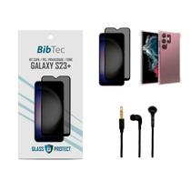 Kit Película Privacidade 3D + Capa Transparente + Fone de Ouvido Samsung Galaxy S23 PLUS Kit Película Privacidade 3D + Capa Transparente + Fone de Ouvido Samsung Galaxy S23 PLUS