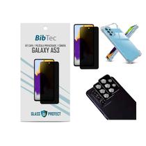 Kit Película Privacidade 3D + Capa Transparente + Película de Câmera Samsung Galaxy A53