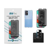 Kit Película Privacidade 3D + Capa Transparente + Película de Câmera Samsung Galaxy A72
