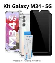 Kit Película Privacidade 3D de Vidro + Capinha + Cabo Carregador Tipo C P/ Samsung Galaxy M34 Kit Película Privacidade 3D de Vidro + Capinha + Cabo Carregador Tipo C P/ Samsung Galaxy M34