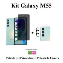 Kit Película Privacidade 3D Vidro + Película Câmera Traseira para Samsung Galaxy M55