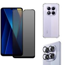 kit Película Privacidade Fosca Curvada Para Redmi Note 14 Pro 4G Lente da Câmera Capa Capinha