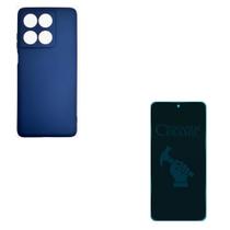Kit Película Privativa Moto Edge 60 Fusion + Case Aveludada Azul Marinho - LXL