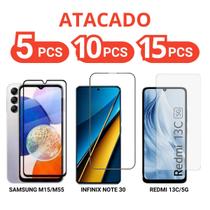 Kit Película Vidro Samsung M15 M55 Infinix Note 30 Redmi 13c / 5G Combo Com 3/5/10/15 Peças Atacado - Dsitrbuidora Brita