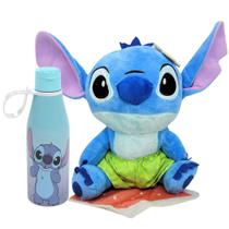 Kit Pelúcia 20cm e Garrafa Squeeze Abre Fácil Stitch Disney 530ml Prime