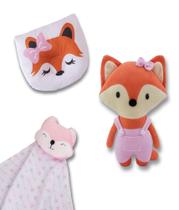 Kit Pelúcia Naninha Para Bebê Almofada Anatômica Raposa - 3 Peças