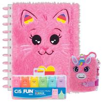 Kit Pelúcia Rosa Caderno Tilidisco e Mini + Caneta + Marca Texto Kit Pelúcia Rosa Caderno Tilidisco e Mini + Caneta + Marca Texto