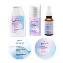 Kit Pelvic Clareador, Sérum, Esfoliante, Creme Revitalizante e Sabonete Liquido Íntimo - Kalya Kit Pelvic Clareador, Sérum, Esfoliante, Creme Revitalizante e Sabonete Liquido Íntimo - Kalya