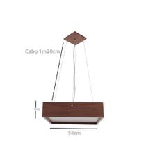 Kit Pendente Madeira Quadrado 50cm + Plafon Quadrado 40cm Kit Pendente Madeira Quadrado 50cm + Plafon Quadrado 40cm