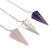 Kit Pêndulo Facetado Pedra Natural Radiestesia - 3 Unidades