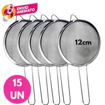 Kit Peneira 12cm Aço Inox Utensílio Cozinha Peneirar Polvilhar Coar Suco Capirinha Drink Jogo Kit Peneira 12cm Aço Inox Utensílio Cozinha Peneirar Polvilhar Coar Suco Capirinha Drink Jogo