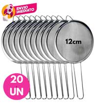 Kit Peneira 12cm Aço Inox Utensílio Cozinha Peneirar Polvilhar Coar Suco Capirinha Drink Jogo