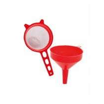 Kit Peneira Coador com Cabo + Funil Vermelho