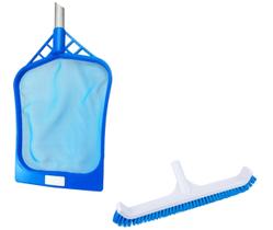 Kit Peneira Plástica Cata Folhas Escova Curva 44cm Acessório Limpeza Para Piscina - Netuno Kit Peneira Plástica Cata Folhas Escova Curva 44cm Acessório Limpeza Para Piscina - Netuno