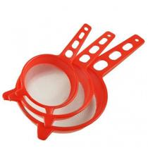 Kit Peneira Plástica com cabo Sortidas P M G 3 Unidades