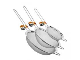 Kit Peneiras em aço inox 12, 16 e 18cm - Yazi Kit Peneiras em aço inox 12, 16 e 18cm - Yazi