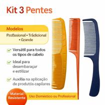 Kit Pente Cabelo Profissional Tradicional E Cabo Fino Kit Pente Cabelo Profissional Tradicional E Cabo Fino