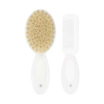 Kit pente e escova com cerdas naturais pimpolho branco