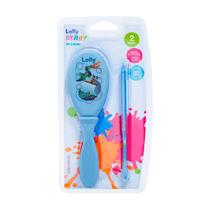 Kit Pente e Escova e Cabelo para Bebê Cerdas Macias Azul Lolly 705001 Kit Pente e Escova e Cabelo para Bebê Cerdas Macias Azul Lolly 705001