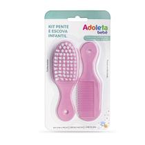 Kit Pente e Escova Infantil Adoleta Rosa para Bebê
