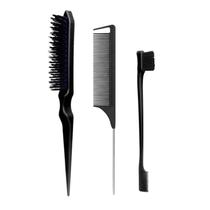 Kit Pente Escova Separador de Mechas Pente Cabo metálico Lace escovinha Baby Hair