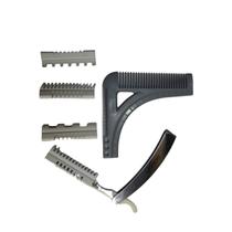 Kit Pente Modelador Regua De Barba E Navalha Inox Retrátil