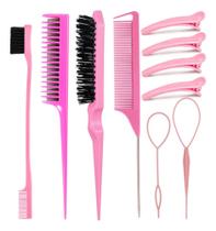 Kit Pente Para Cabelo Escova Triplo Rabo 10pcs