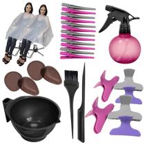 Kit Pente Pincel Cumbuca Capa Prendedor Protetor Borrifador