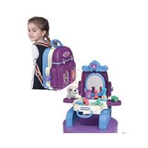 Kit Penteadeira Banho e Tosa Pet Brinquedo Infantil 2 em 1 Vira Mochila Interativo Criança Cuidar Animais Pet - Baby Style