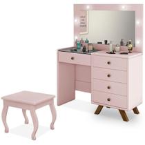 Kit Penteadeira Com Banqueta Em Mdf Rose