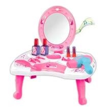 Kit Penteadeira Infantil Acessórios Beleza Luz Som Banqueta