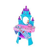 Kit Penteadeira Musical Castelo Princesa Coroa Faz de Conta Interativo Educativo Brinquedo Infantil Menina Luz e Som