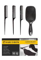 Kit pentes profissionais escova raquete 20un luva black g