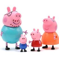 Kit Peppa Pig 4 Figuras - Peppa e a Família Pig, para Crianças a Partir de 3 Anos
