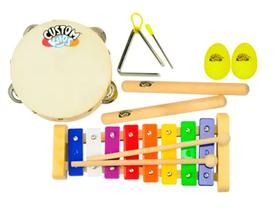 Kit percussão infantil com triângulo custom kids ckpk 4t or