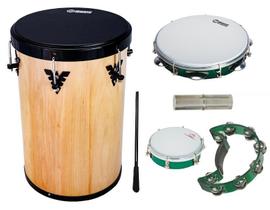 Kit Percussão Md: Rebolo Meia-Lua Pandeiro Tamborim Ganzá - PHX