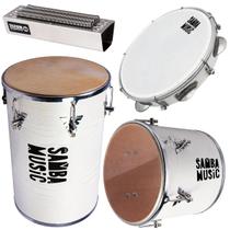 Kit Percussão Samba Music Branco Phx Rebolo Repique