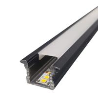 Kit Perfil De Embutir 1 Metro Preto + Fonte Alimentação + Fita Led 3000K