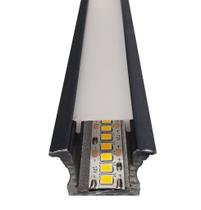 Kit Perfil De Embutir 1 Metro Preto + Fonte Alimentação + Fita Led 6000K