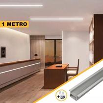 Kit Perfil Embutir Recuado 1m + Fita 240 Leds + Fonte