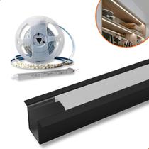 Kit Perfil Led Embutir 15x10mm Fita De Led 240 Fonte 12v
