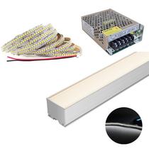Kit Perfil Sobrepor 1 Metro + Fonte Alimentação + Fita Led Branco Frio