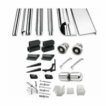 Kit Perfis e Acessorios P/ Box Banheiro Padrao 1,90m Altura x 1,80m Largura Brilhante VCB-F1B-180-BRI