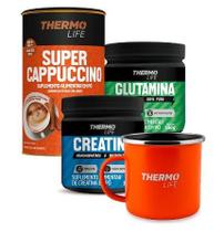 Kit Performance Creatina 300g + Glutamina 300g + Super Cappuccino 220g + Caneca Esmaltada