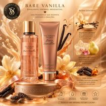 Kit Perfume Body Splash Com Creme Loção Hidratante Victorias Secret Bare Vanilla Original Importado EUA