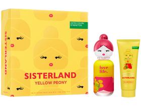 Kit Perfume Feminino Benetton United Colors Sisterland Yellow Peony Eau de Toilette 80ml com Body Lotion