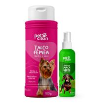 Kit perfume pet talco para caes gatos higiene banho a seco shampoo neutraliza odor