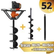 Kit Perfurador de Solo A Gasolia Vulcan VPS-520 com 2 Brocas 80x20cm + 80x15cm + Extensor 50cm