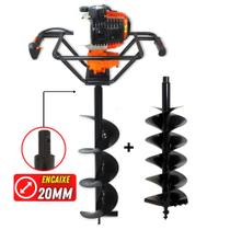 KIT Perfurador de Solo Vulcan VPS520 2T 52CC 2,5CV com Broca 80x20cm + Broca Extra 80x25cm com Vídea