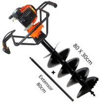 KIT Perfurador de Solo Vulcan VPS520 com Broca 80x20cm + Kawashima Broca 80x30cm + Extensão 80cm